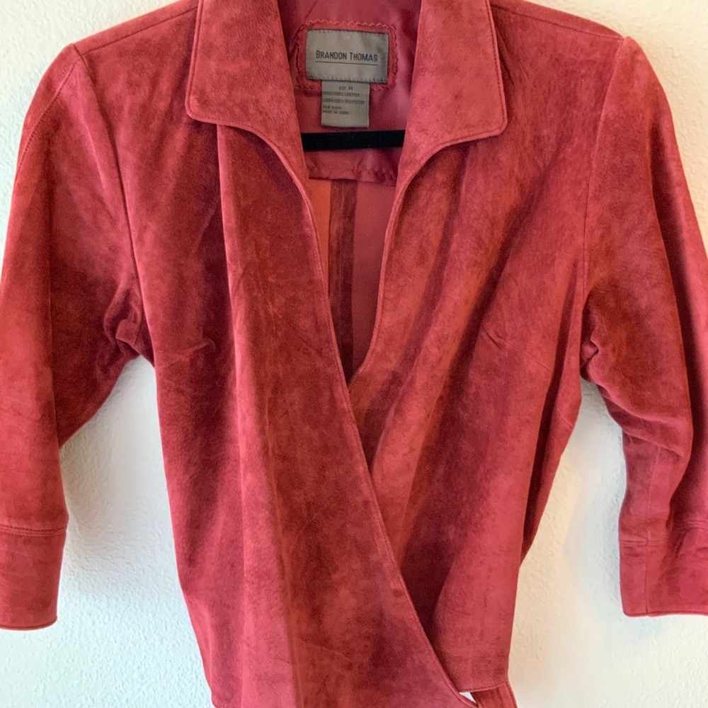 VINTAGE! Red Leather Wrap Top Size Medium